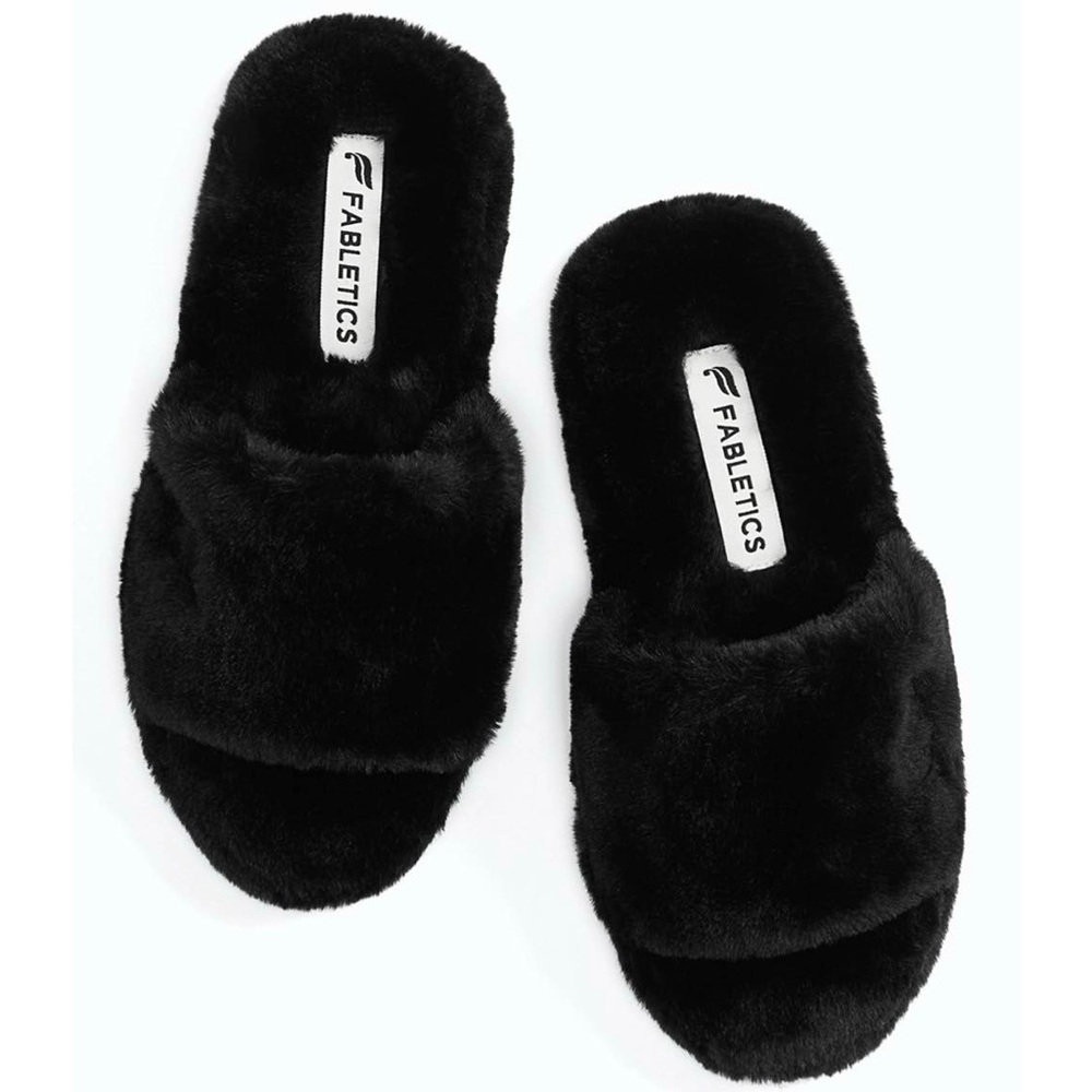 FABLETICS • Black Fur Slippers
